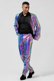 Men's Sparkly Purple Shawl Lapel One Button 2 Piece Prom Party Suits