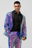 Men's Sparkly Purple Shawl Lapel One Button 2 Piece Prom Party Suits