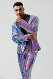 Men's Sparkly Purple Shawl Lapel One Button 2 Piece Prom Party Suits