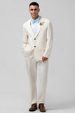 Men's Ivory Notch Lapel Single Breasted 2 Piece Prom Suits