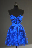 Cute Blue A Line Glow In The Dark Homecoming Dress with Butterflies Pattern