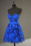 Cute Blue A Line Glow In The Dark Homecoming Dress with Butterflies Pattern