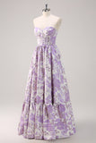 Sparkly Cute Purple Ball Gown Sweetheart Corset Satin Long Prom Dress