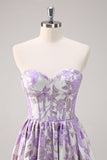 Sparkly Cute Purple Ball Gown Sweetheart Corset Satin Long Prom Dress