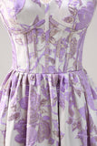 Sparkly Cute Purple Ball Gown Sweetheart Corset Satin Long Prom Dress