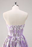 Sparkly Cute Purple Ball Gown Sweetheart Corset Satin Long Prom Dress