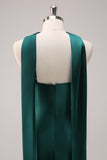 Dark Green Mermaid Halter Floor Length Satin Bridesmaid Dress