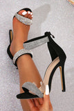 Rhinestone Ankle Strap Stiletto Heel Sandals