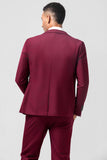 Men's Burgundy 3 Pieces Peak Lapel Wedding Prom Suits