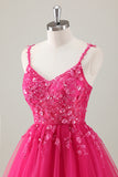 Purple A Line Spaghetti Straps Short Prom Dress Pleated with Sequins Appliqued