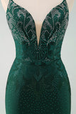 Glitter Dark Green Tight Homecoming Dresses with Lace Up Back