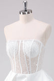 Sparkly White A Line Strapless Corset Short Homecoming Dress