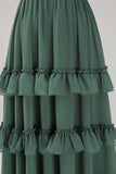 Eucalyptus A Line Spaghetti Straps Tiered Floor Length Bridesmaid Dress