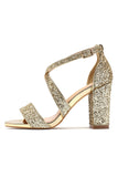 Golden High Heel Sandal Ankle Strap