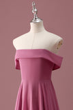 Desert Rose A Line Off the Shoulder Chiffon Junior Bridesmaid Dress