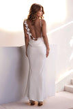 Grey Green Mermaid Cowl Neck Spaghetti Straps Backless Long Prom Dress