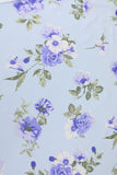 Lilac A-Line Floral Print Lace-Up Back Wedding Party Dress with Shoulder Bows