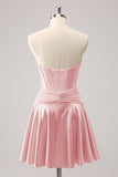 Cute Fuchsia A Line Sweetheart Criss Cross Corset Homecoming Dress with Ruffles