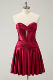 Cute Fuchsia A Line Sweetheart Criss Cross Corset Homecoming Dress with Ruffles