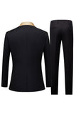 Men's Black and Champagne 3 Piece Shawl Lapel Wedding Suits