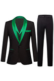 Men's Black and Champagne 3 Piece Shawl Lapel Wedding Suits