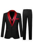 Men's Black and Champagne 3 Piece Shawl Lapel Wedding Suits