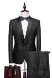 Men's Jacquard 2-Piece Shawl Lapel One Button Wedding Suits