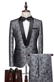 Men's Jacquard 2-Piece Shawl Lapel One Button Wedding Suits