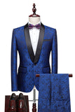 Men's Jacquard 2-Piece Shawl Lapel One Button Wedding Suits