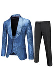 Men's White Jacquard 3-Piece Shawl Lapel Prom Suits