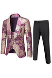 Men's White Jacquard 3-Piece Shawl Lapel Prom Suits