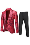 Men's White Jacquard 3-Piece Shawl Lapel Prom Suits