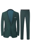 Men's Dark Green 2-Piece Notched Lapel Slim Fit Wedding Suits