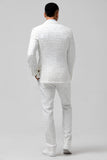 Men's White Peak Lapel Plaid Single Breasted 2 Piece Wedding Suits