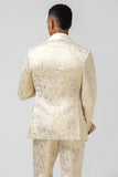 Men's Champagne Jacquard Shawl Lapel 2 Piece Single Breasted Prom Suits