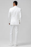 Men's White Notched Lapel Jacquard Double Breasted 2 Piece Prom Suits