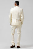 Men's Ivory Peak Lapel Single Breasted 2 Piece Pinstripe Prom Suits