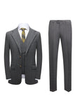 Men's Silm Fit Notched Lapel Two Buttons Grey Wedding Suits