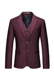 Men's Burgundy Silm Fit Notched Lapel Two Buttons Wedding Suits