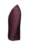 Men's Burgundy Silm Fit Notched Lapel Two Buttons Wedding Suits