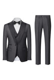 Men's Light Blue Silm Fit 3-Piece Wide Peak Lapel One Button Wedding Suits