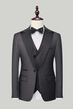 Men's Light Blue Silm Fit 3-Piece Wide Peak Lapel One Button Wedding Suits