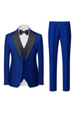 Men's Light Blue Silm Fit 3-Piece Wide Peak Lapel One Button Wedding Suits