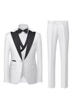 Men's Light Blue Silm Fit 3-Piece Wide Peak Lapel One Button Wedding Suits