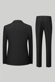 Men's Navy Peak Lapel 2 Piece Silm Fit Striped Wedding Suits