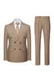 Men's Navy Peak Lapel 2 Piece Silm Fit Striped Wedding Suits