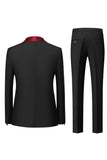 Men's Black Silm Fit 3 Piece Shawl Lapel One Button Wedding Guest Suits