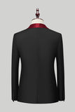 Men's Black Silm Fit 3 Piece Shawl Lapel One Button Wedding Guest Suits