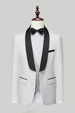 Men's White 3 Piece Shawl Lapel Silm Fit Wedding Suits