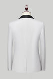 Men's White 3 Piece Shawl Lapel Silm Fit Wedding Suits